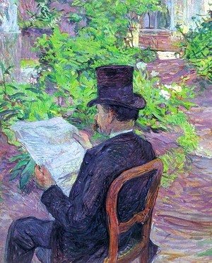 Toulouse-Lautrec - Desire Dihau Reading a Newspaper in the Garden 1890