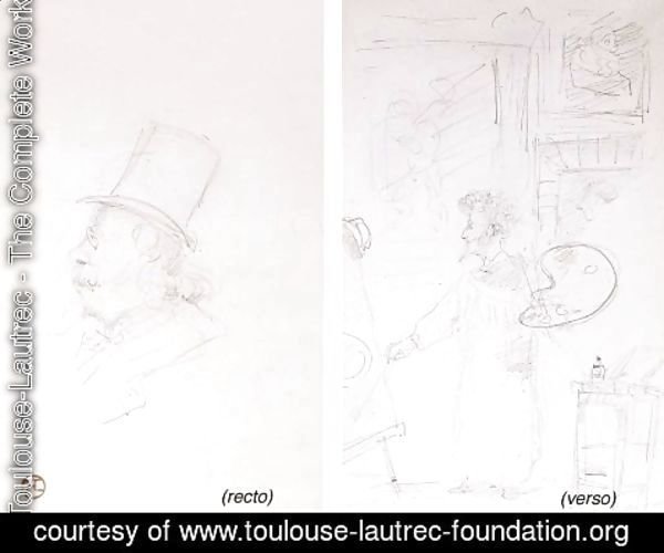 Toulouse-Lautrec - Tete d'homme au chapeau haut-de-forme