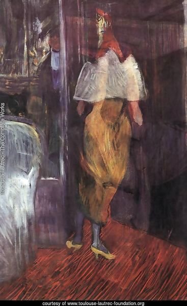 Woman in Evening Dress at the Door of a Theatre Box