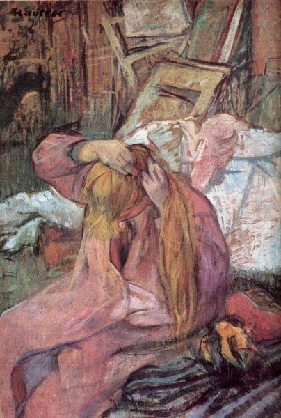 Woman combing her hair 2