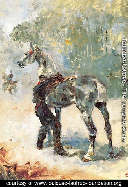 Toulouse-Lautrec - Artilleryman Saddling His Horse