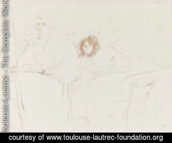 Toulouse-Lautrec - Femme Au Plateau, Petit Dejeuner, Madame Baron Et Mademoiselle Popo